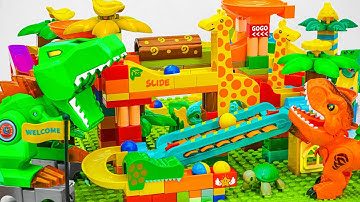 Satisfying Building Blocks Marble Run ASMR Very popular | Animal-themed block coaster collection