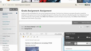 Marking and downloading assignments in Blackboard