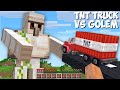 What HAPPENS IF THIS TNT TRUCK CRASHES INTO TITAN GOLEM in Minecraft ? TNT TRUCK vs BIGGEST GOLEM !