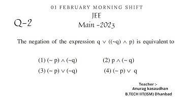 JEE Main 2023:- 1 February shift-1 Math paper Question 2 solution | #jeemain2023  #projecteducation