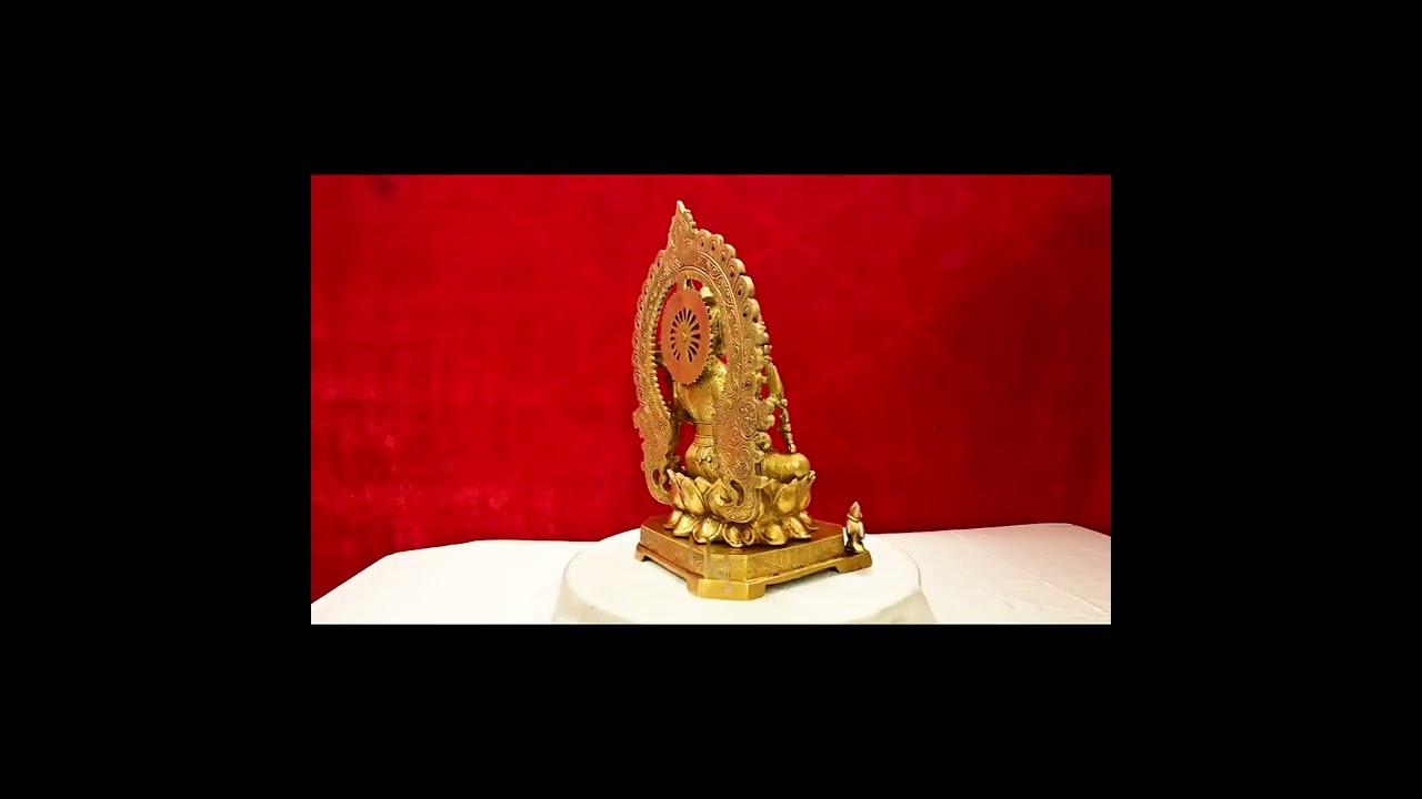 Goddess Lakshmi on Lotus | Pure Brass Idol | Handmade Indian Statue for Home Temple & Decor
