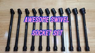 Klutch 3/8in. Drive Impact Swivel Extension Socket Set - 11-Pieces - Metric