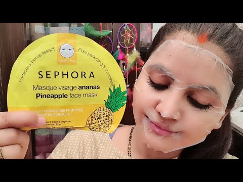 SEPHORA pineapple face mask review &  demo |anti aging sheet mask | skin care|RARA |