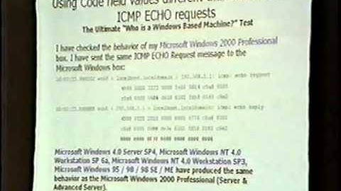 Black Hat Windows 2001 - Active & Passive Fingerprinting Microsoft Op. Syst. Using ICMP Protocol