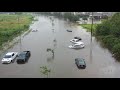 9-22-2020 Houston, Tx Extreme flash flooding, cars submerged, drone- Tropical Storm Beta