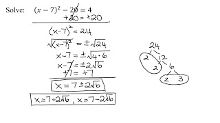 Solve Quadratic Equation Using Square Root Property X-72-204 Two Real Irrational Solutions