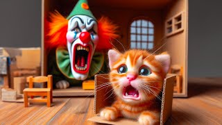 Poor kitty is scared by the clown  #cat #cute #aicat