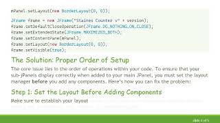 Resolving the Issue of JPanels Not Displaying in a JFrame
