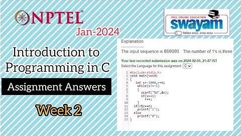 Introduction to programming in C NPTEL (2024) Week 2 Assignment Answers