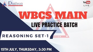 WBCS MAIN LIVE PRACTICE BATCH  | REASONING SET - 1 | THE DHRONAS