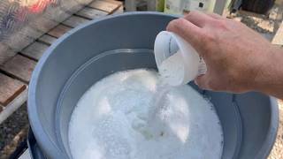 Mixing "Oxygen Bleach" for Exterior Cleaning #woodcleaning #powerwashing