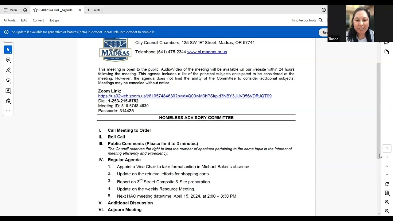 04 01 24 Homeless Advisory Committee Meeting