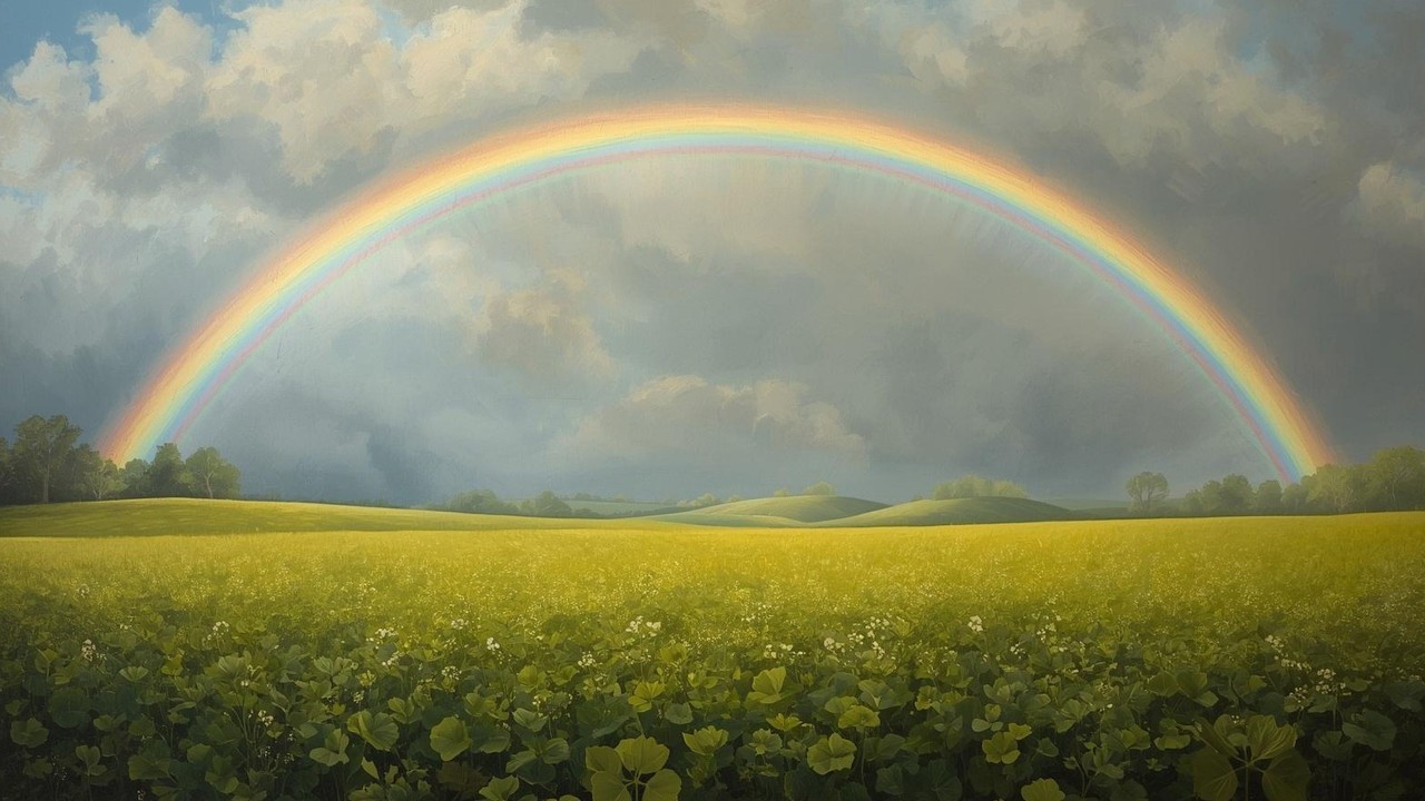 Rainbow Over Irish Meadow St. Patrick’s Day Vintage Painting | Frame TV Art | 2-Hour Screensaver