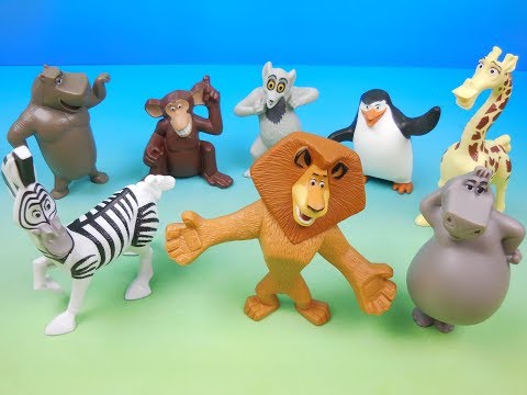 2008 MADAGASCAR ESCAPE 2 AFRICA SET OF 8 McDONALDS HAPPY MEAL COLLECTION MOVIE TOYS VIDEO REVIEW