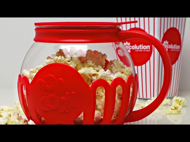 Ecolution Patented Micro-Pop Microwave Popcorn Popper with Temperature Safe  Glass, 3-in-1 Lid Measures Kernels and Melts Butter, Made Without BPA