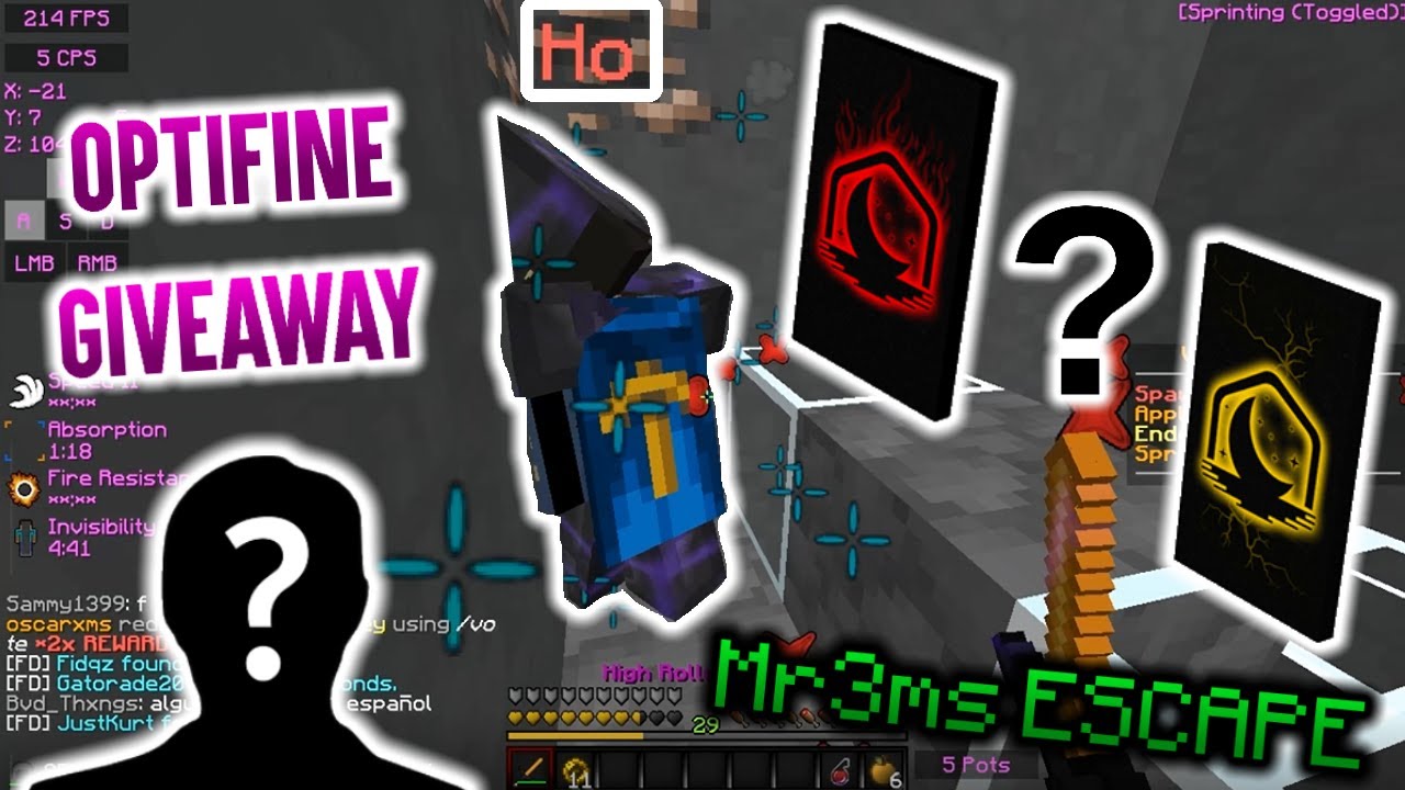Optifine Cape Giveaway + Mr3ms Trap Escape | Minecraft HCF - YouTube
