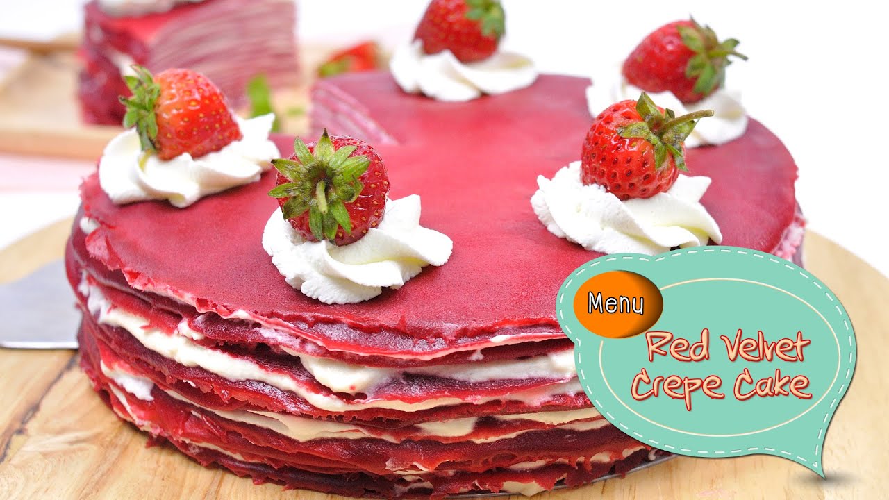 เรดเวลเวทเครปเค้ก Red Velvet Crepe Cake (เมนูวาเลนไทน์) - 1 Minute Cooking