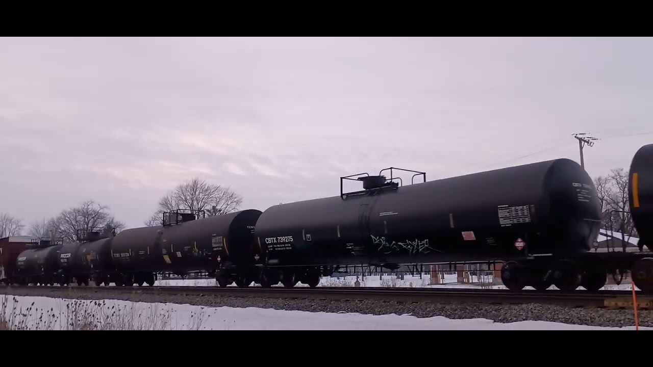 TrainVideo Of PHONE View With A CN TRAIN MEET EB And WB In The Emmett Michigan USA Area By Tina