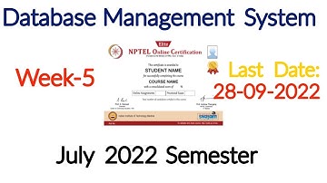 NPTEL Week 5 Database Management System Assignment 5 Answers | DBMS Week-5 Quiz Answers 2022 | NPTEL