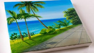Easy way to paint a Beach scene | Acrylic painting for beginners