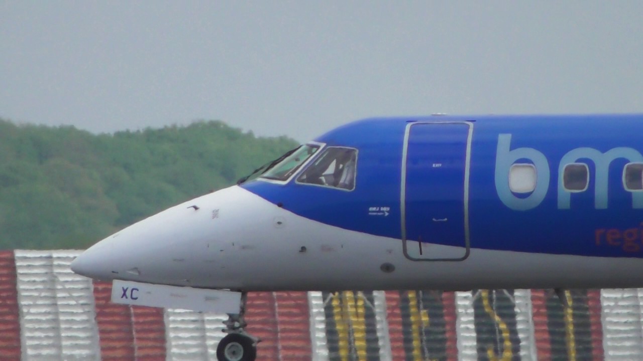aviation BMI regional Embraer ERJ145 GRJXC lands London Stansted Airport 7may17 309p londonderry