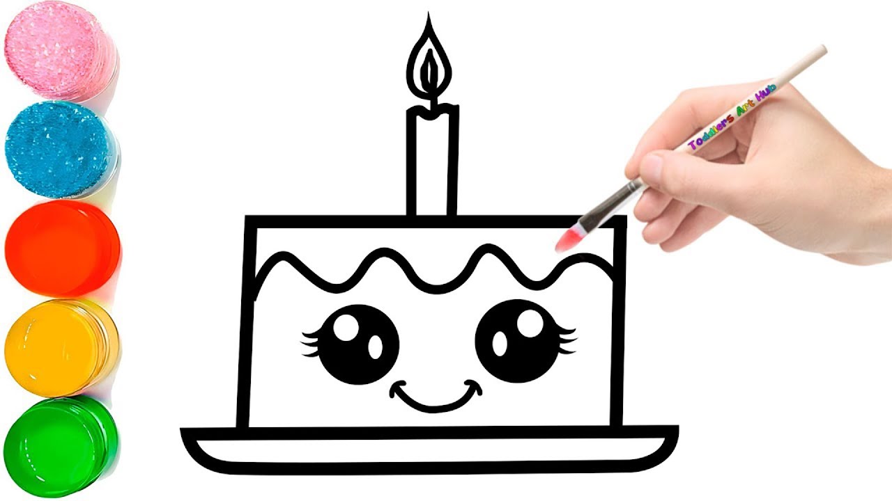How to Draw a Cute Happy Birthday Cake Easy Step by Step - YouTube