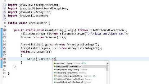 Count Numbers of Occurence of Words in file in java