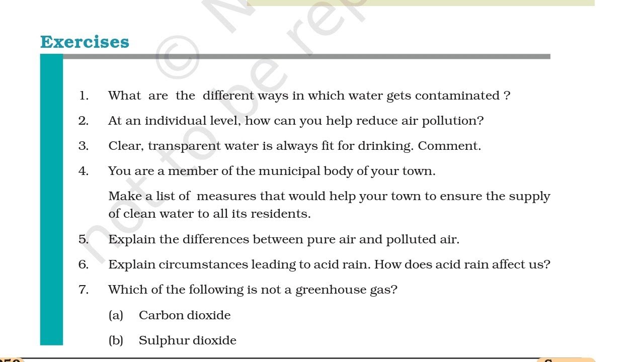 Class 8 chapter 18 Science Exercise solutions with explanation (NCERT) Pollution of Air and water