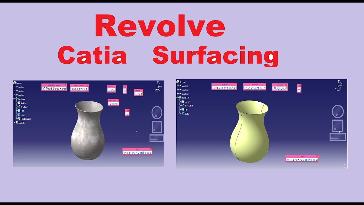 Revolve command in CATIA Surfacing II Tutorial - 02 - YouTube