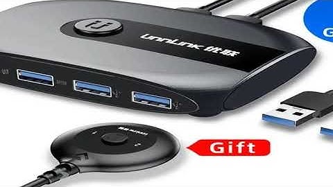Unnlink USB KVM Switch Adapter USB 3.0 Switcher 2 Input 4 Output USB Switch Printer Sharer for 2 PC