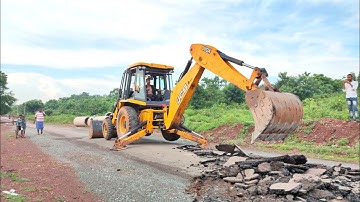 JCB Backhoe Machine Making Drain - JCB Working For Village Road Construction