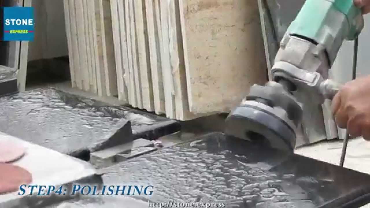 Edge Polishing for Black Granite Slab, Epoxy, 印度花崗石側邊拋光程序