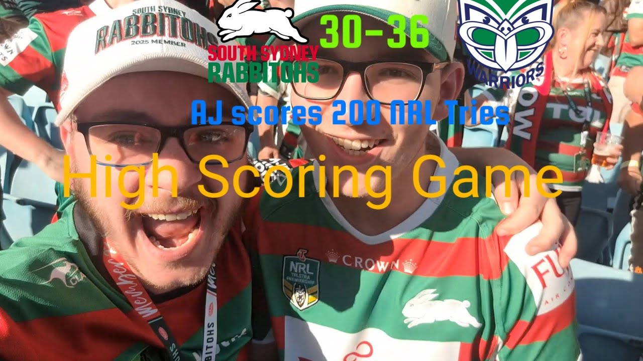 AJ scores 200 NRL Tries!! Rabbitohs vs Warriors Round 13 NRL Matchday ...