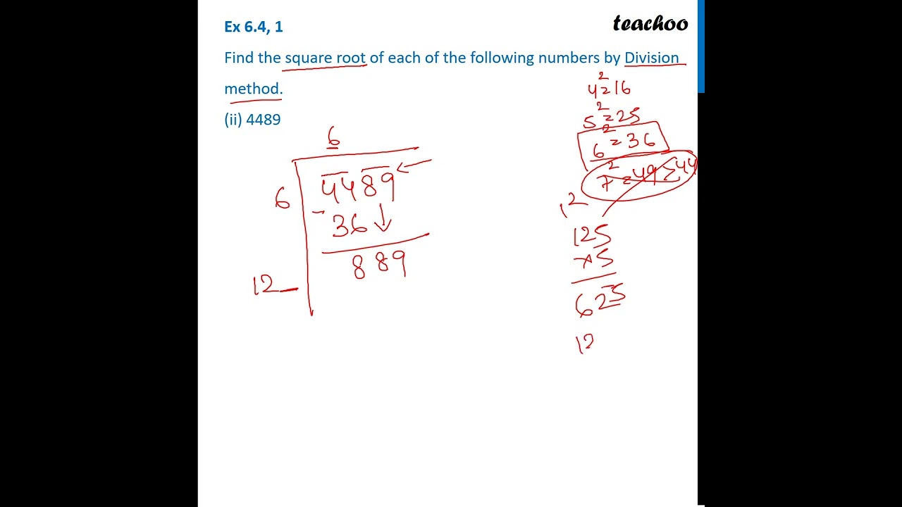 Ex 5.4, 1 (ii) - Find square root of 4489 (By Division Method) - Class 8 -  Teachoo