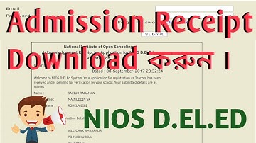 Admission Receipt Download NIOS D.EL.ED || Untrained Teachers