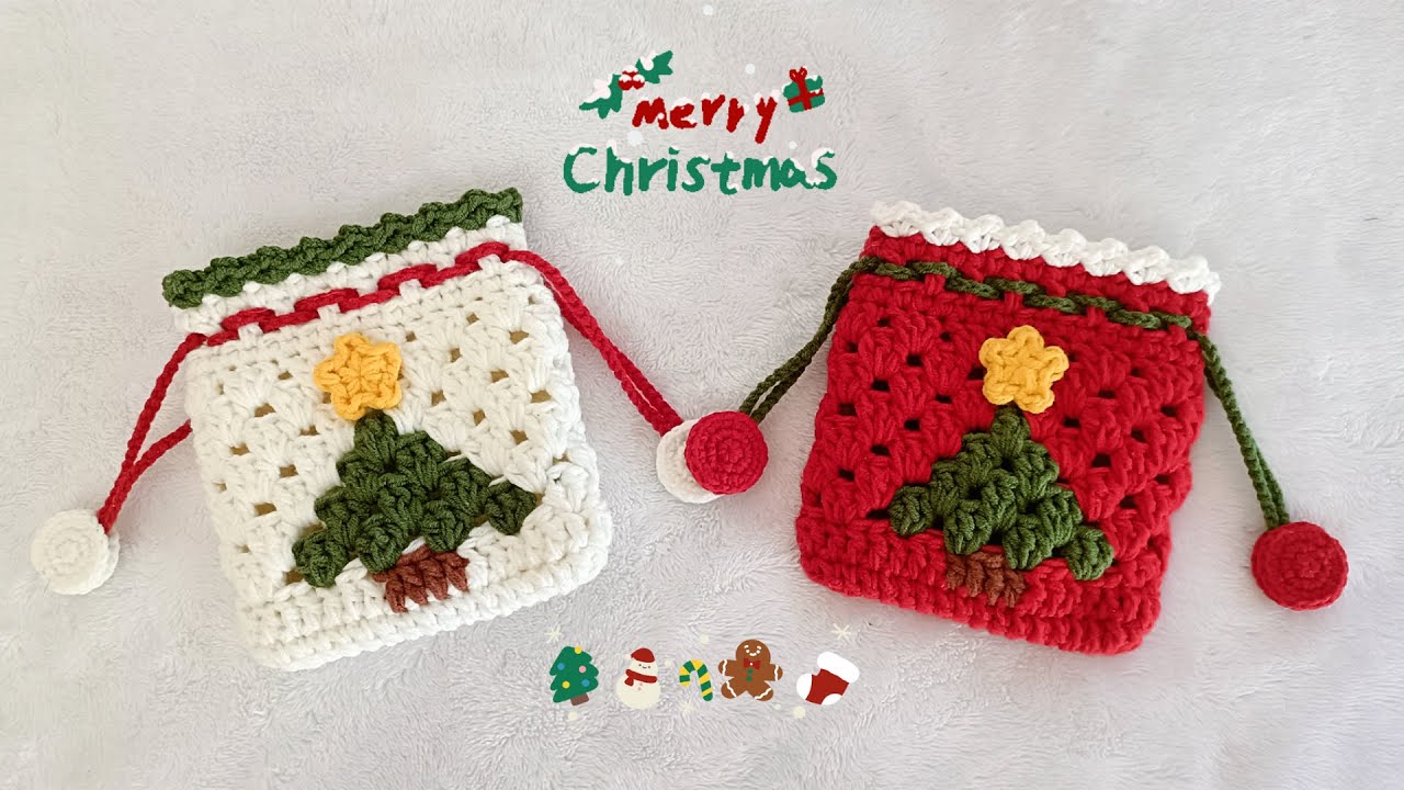 Урок по вязанию крючком рождественского мешочка для начинающих