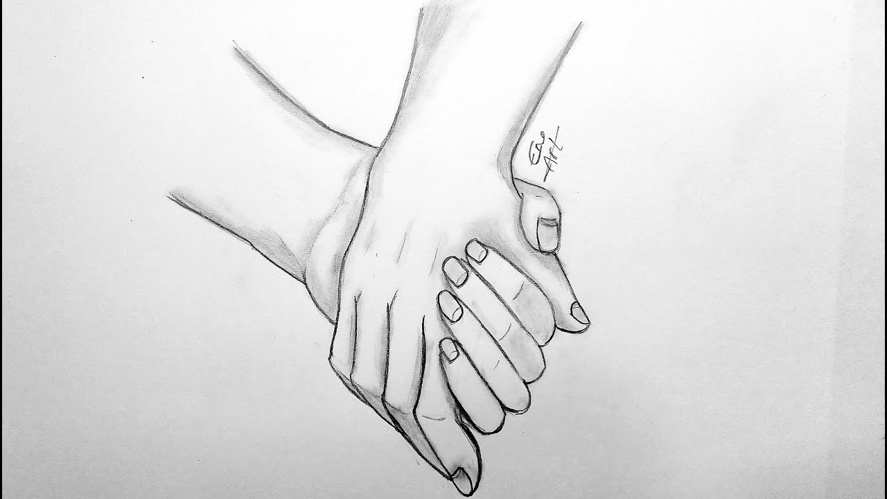 pencil drawing holding hands how to draw holding hands YouTube