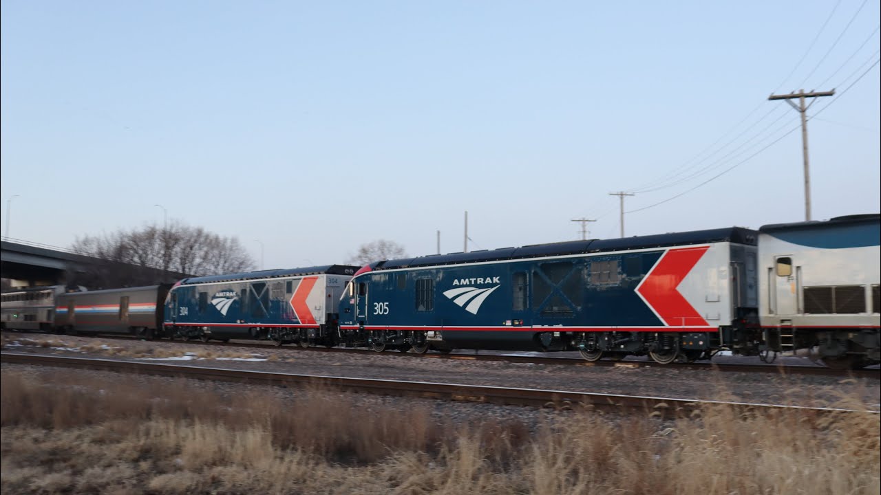 Amtrak 6 in Lincoln, Nebraska with ALC 42s 304 and 305 Plus Two Shave