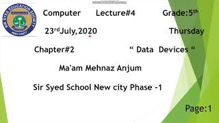 GRADE 5 LECTURE#4 CHAPTER#2 DATA DEVICES TOPIC: INPUT DEVICES