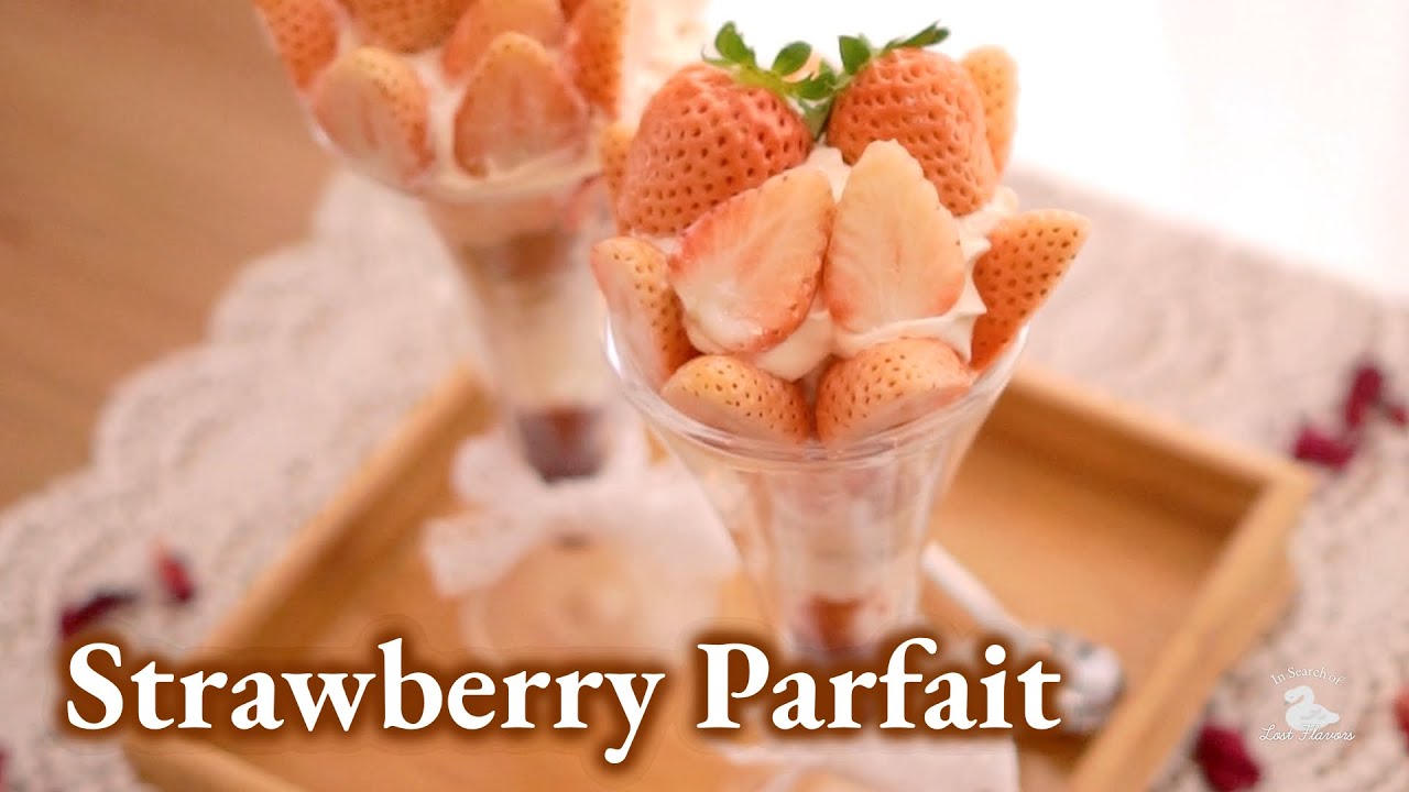 Awayuki Strawberry Parfait With Pastel Pink Strawberries From Japan