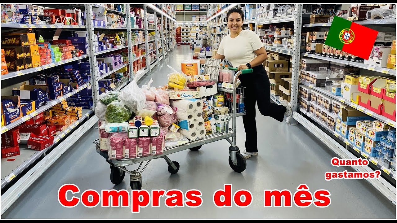 COMPRAS DO MÊS NO MERCADO ATACADO EM PORTUGAL🇵🇹/ Chocada com o valor😱/ Meu celular caiu no bueiro🥲