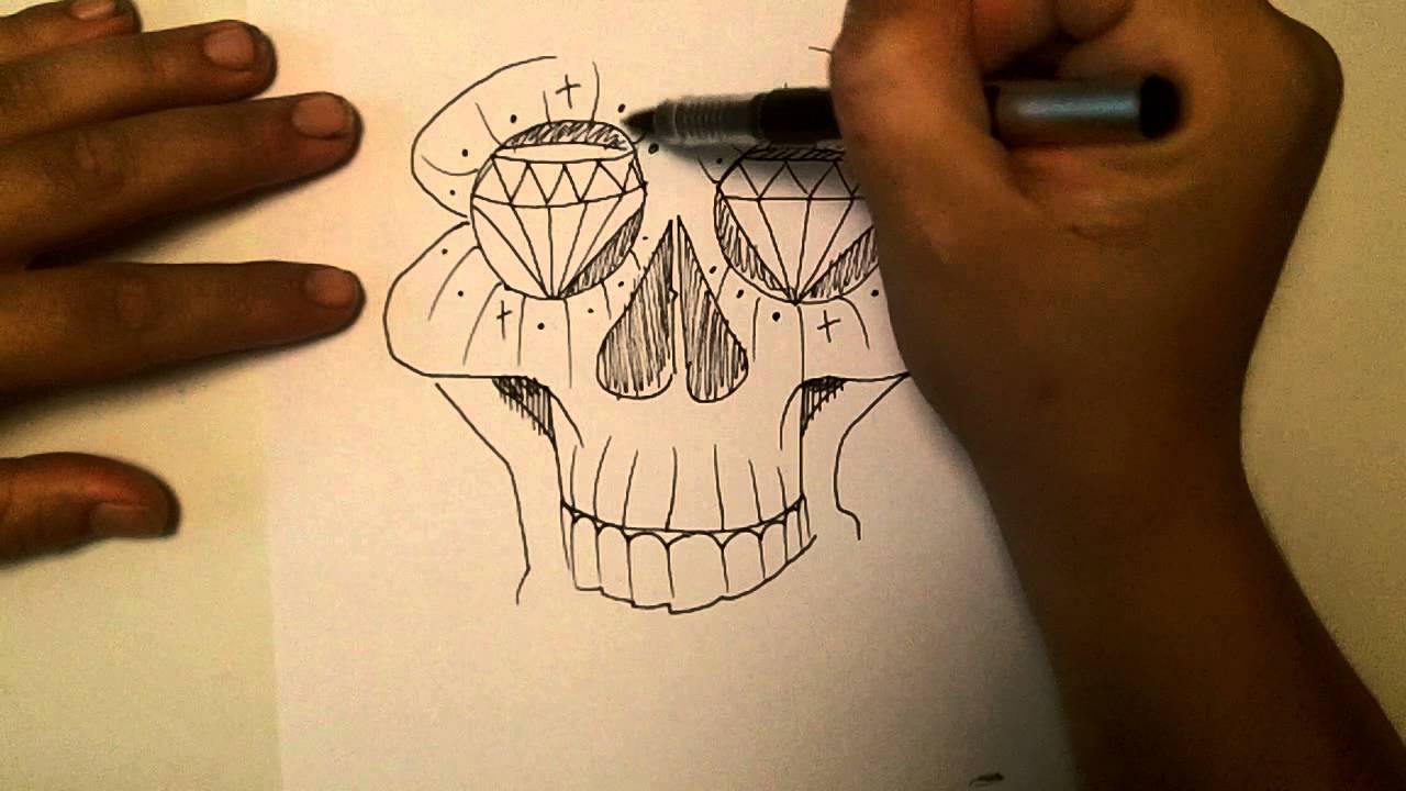how2art how to draw a cholo skull - YouTube