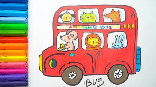 Drawing And Coloring Double-Decker Bus | Drawing For Kids | Drawing And Coloring Idea #38