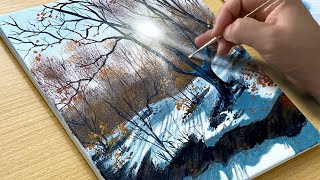 How to Draw a Winter Morning / Acrylic Painting for Beginners