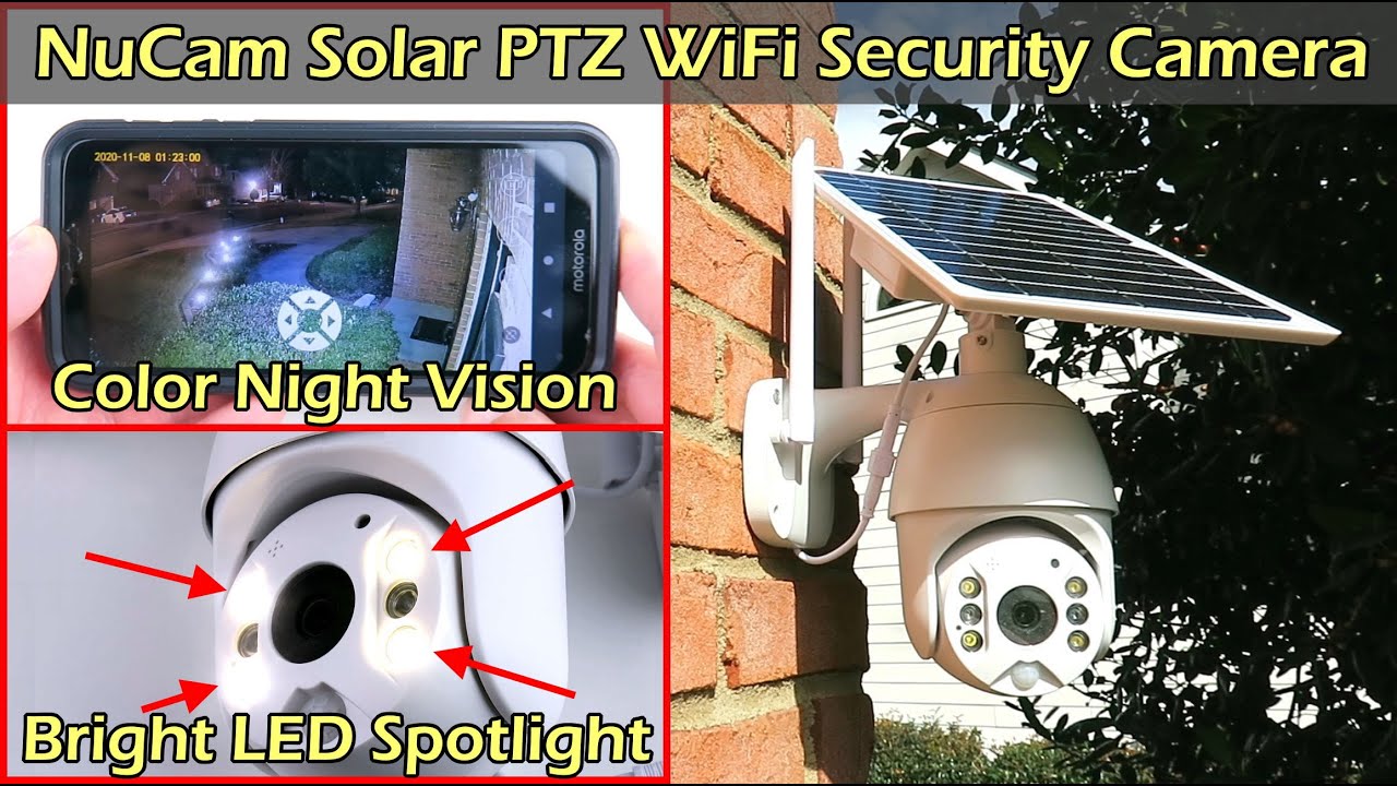 NuCam Solar Wireless PTZ Security Camera + Security Light