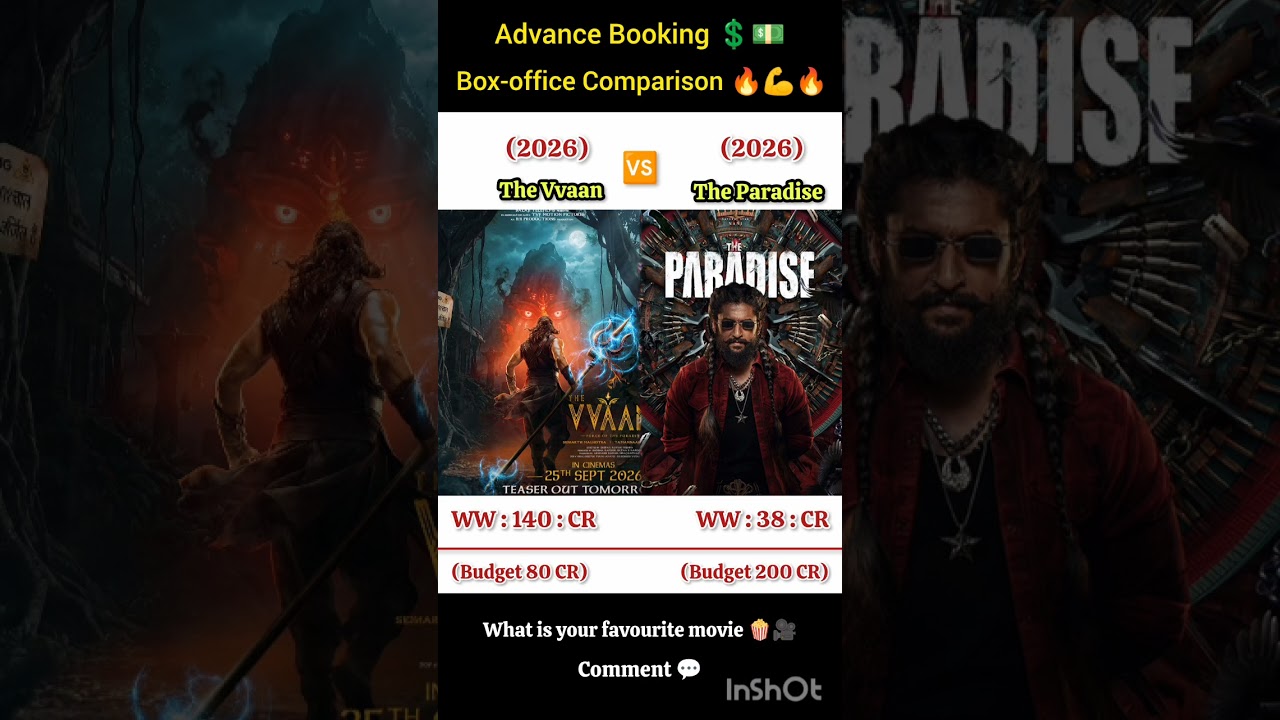 The Vvaan Vs The Paradise Advance Booking Worldwide Collection Box-office Comparison Movies 🔥#shorts