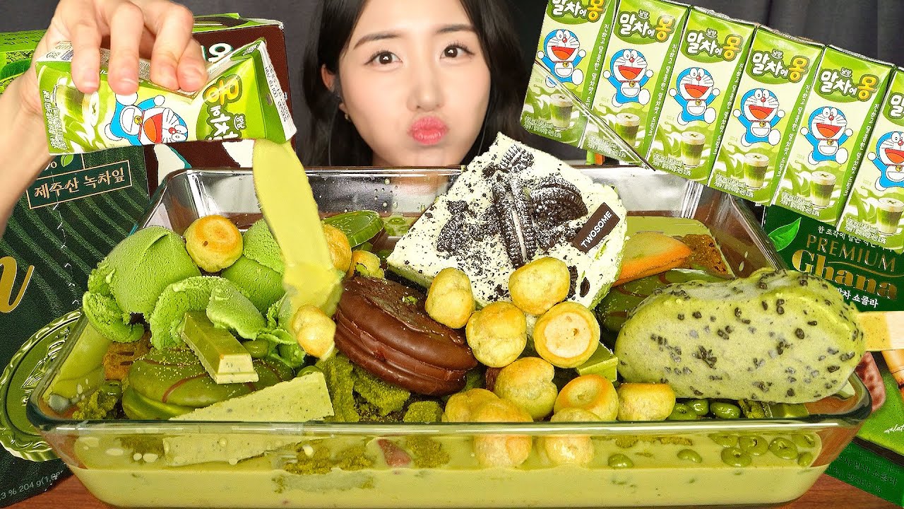 ВЗРЫВ МАТЧА🍵💚 БЕЗУМНЫЙ ЗЕЛЁНЫЙ ДЕСЕРТНЫЙ ВАННЫЙ MUKBANG ASMR