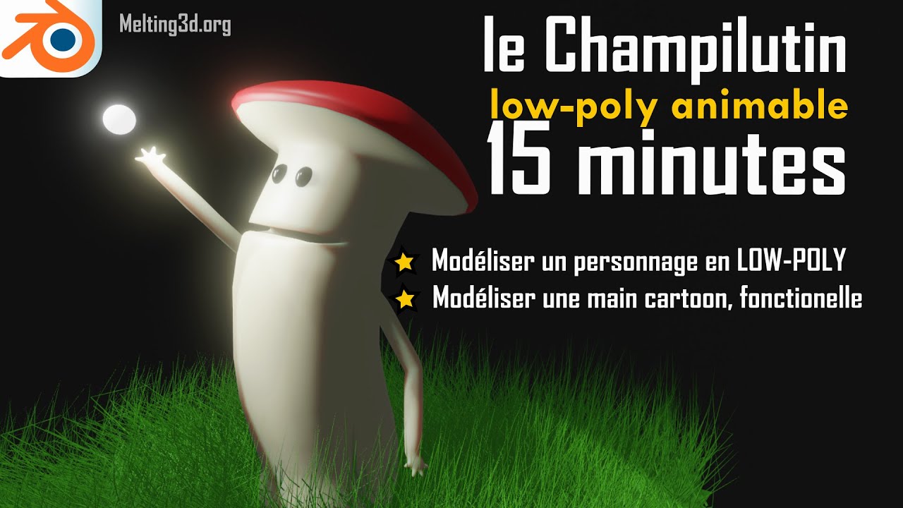 Le champilutin - modélisation débutant - Champignon - tuto Blender 3 en Français - Gratuit