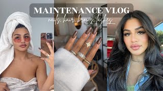 Maintenance vlog: getting my lips done, brows, lashes, hair \& nails.