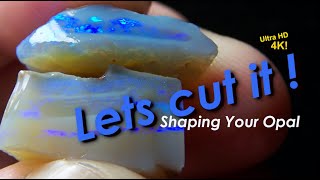 Beginner's Guide to Shaping Dark Base Lightning Ridge Opals with Color Bar Orientation Blue Hues